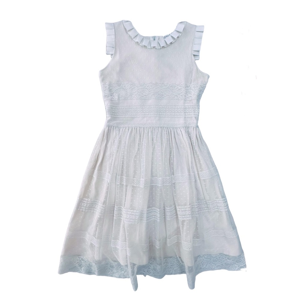 Chasing Fireflies Lace Ivory Midi Dress Unique Sleeveless Girls Size 10